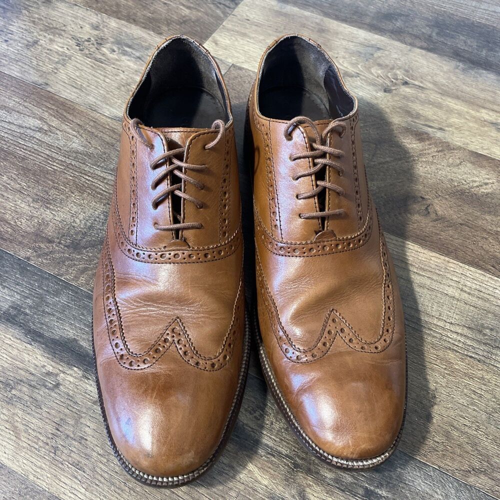 Cole Haan Wingtip Shoes Mens Size 11.5 Brown Leather Brogue Oxford Dress C12210